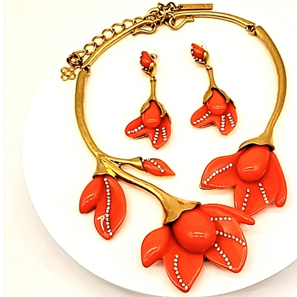 🌹Set Oscar De La Renta   necklace and earrings - Picture 10 of 15